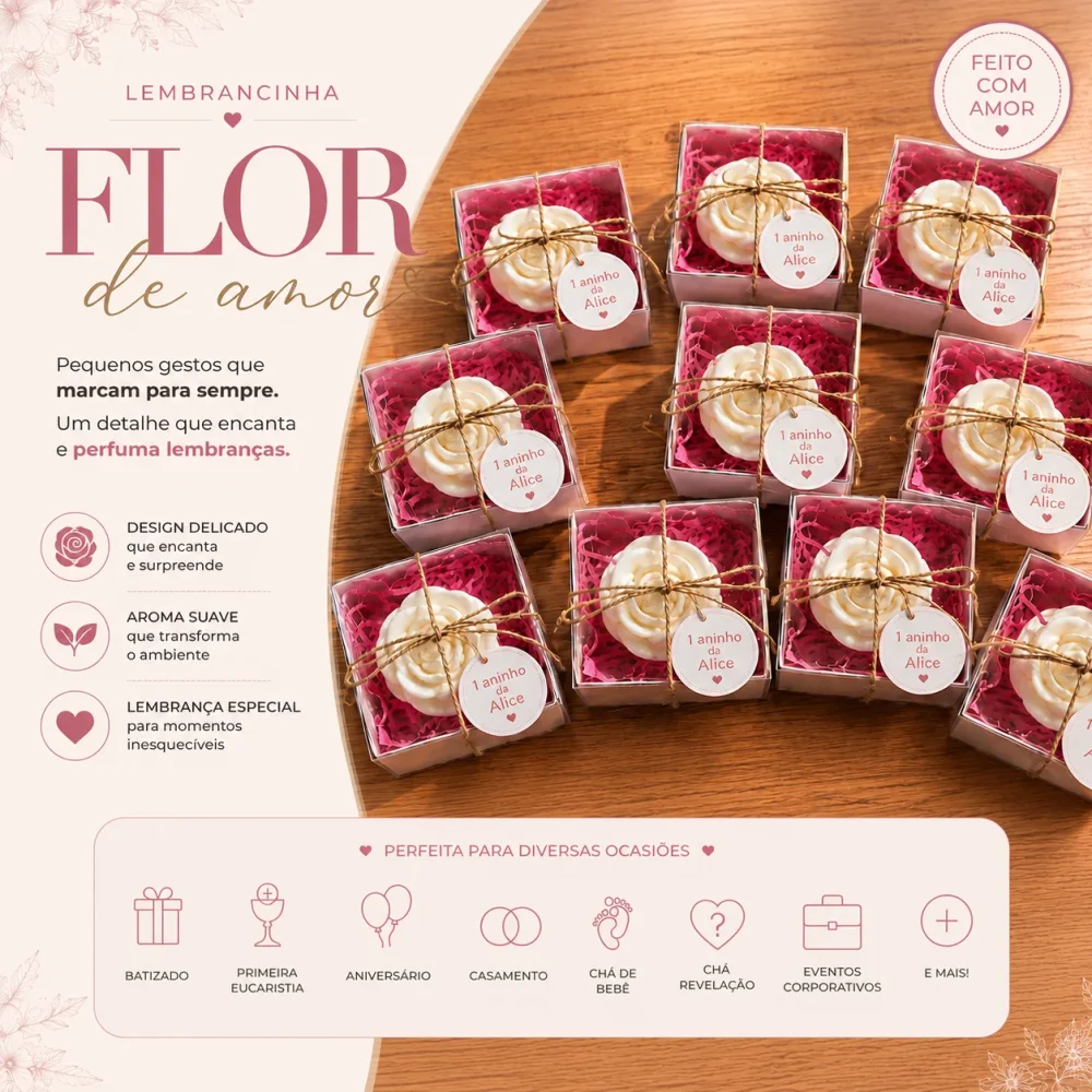 Kit 10 Velas Rosa Lembrancinhas